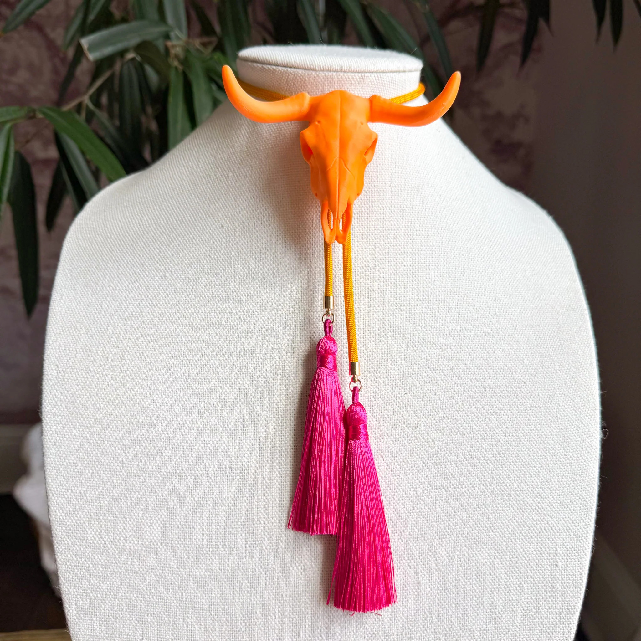 Longhorn Bolo Orange Citrus with Golden Yellow & Fuchsia | Rahya Jewelry Design