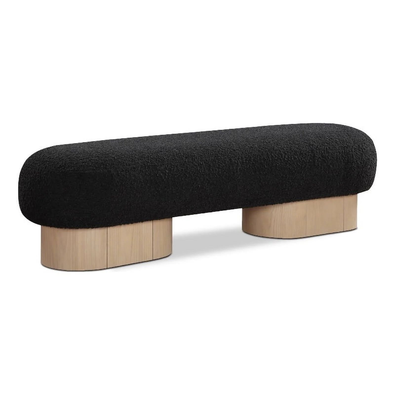 Meridian Furniture Robertson Black Boucle Fabric Bench - Walmart.com | Walmart (US)