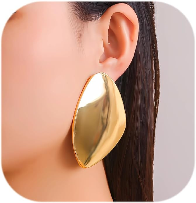 Statement Earrings for Women Chunky Gold Earring Hypoallergenic Big Geometri Drop Earrings Punk D... | Amazon (US)