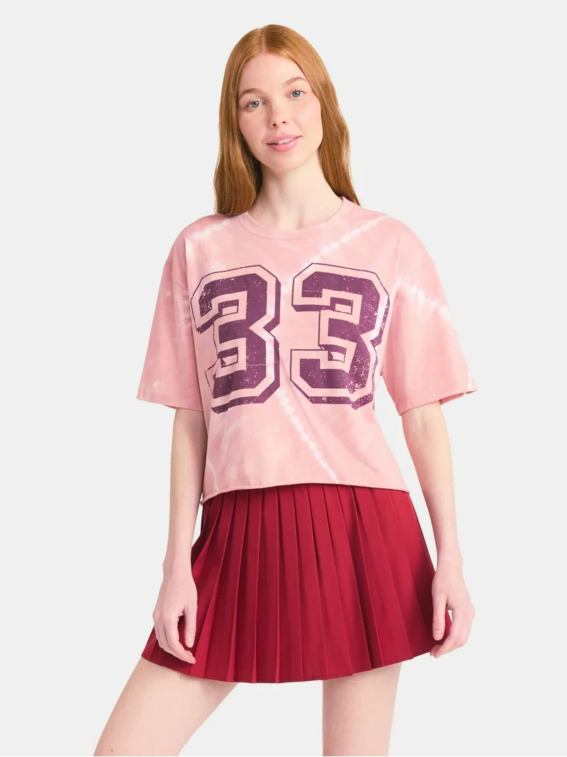 No Boundaries Boxy Cropped Graphic Tee with Short Sleeves, Women's | Walmart (US)