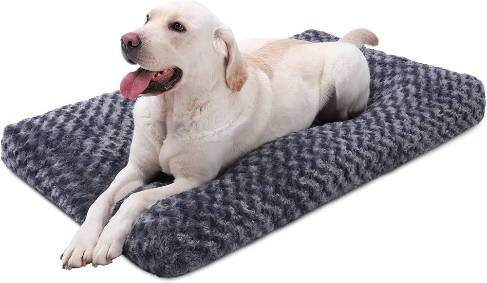 Washable Dog Bed Deluxe Plush Dog Crate Beds Fulffy Comfy Kennel Pad Anti-Slip Pet Sleeping Mat f... | Amazon (US)
