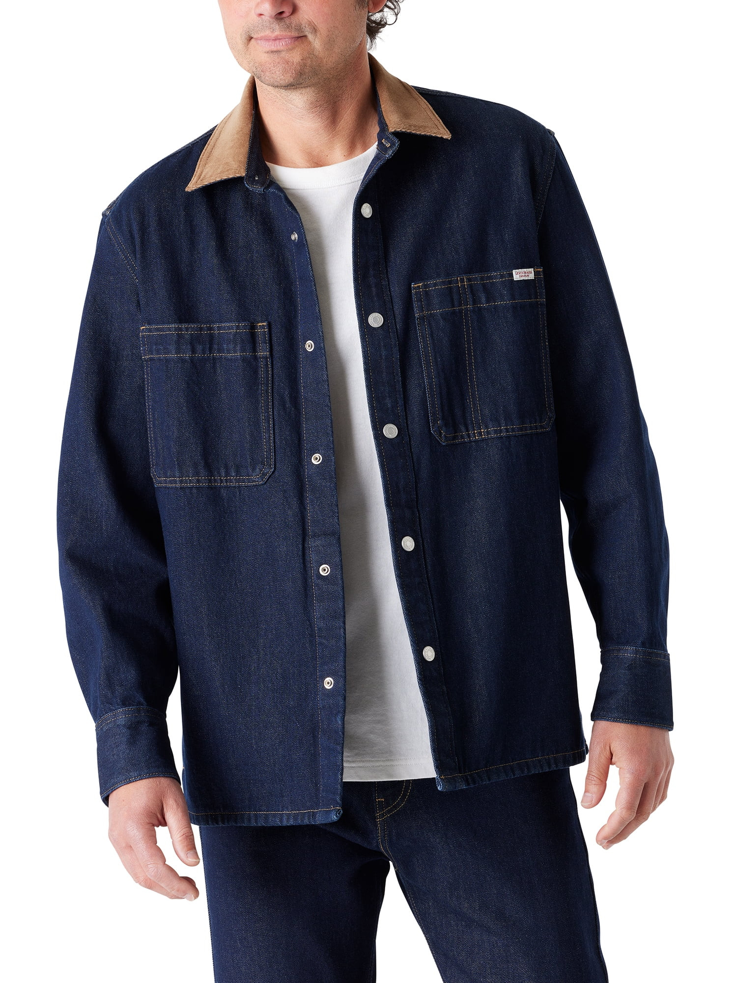 Levi Strauss Signature Men's Utility Corduroy Collar Shirt Jacket - Walmart.com | Walmart (US)