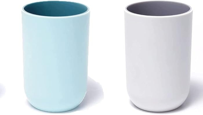 Unbreakable Reusable Drinking Cups Set of 2 Colors, Plastic Toothbrush Cup Tumblers 300 ml/10.5 o... | Amazon (US)