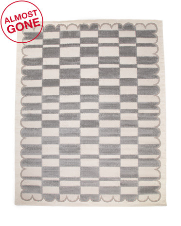 8x10 Cocoon Scallop Border Checkered Area Rug | TJ Maxx