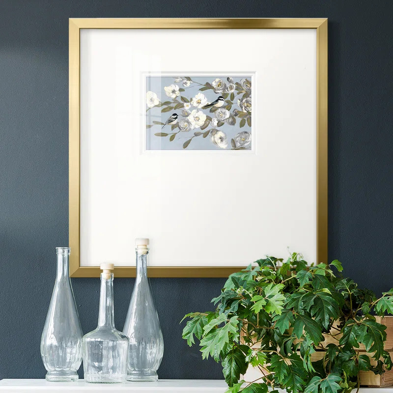 Chickadees And Blossoms I Framed On Paper Print | Wayfair North America