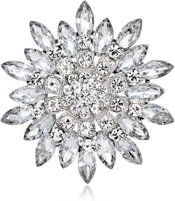Exquisite Crystal Flower Corsage Bouquet Brooch Pin for Women Girls Rhinestone Floral Lapel Pins ... | Amazon (US)