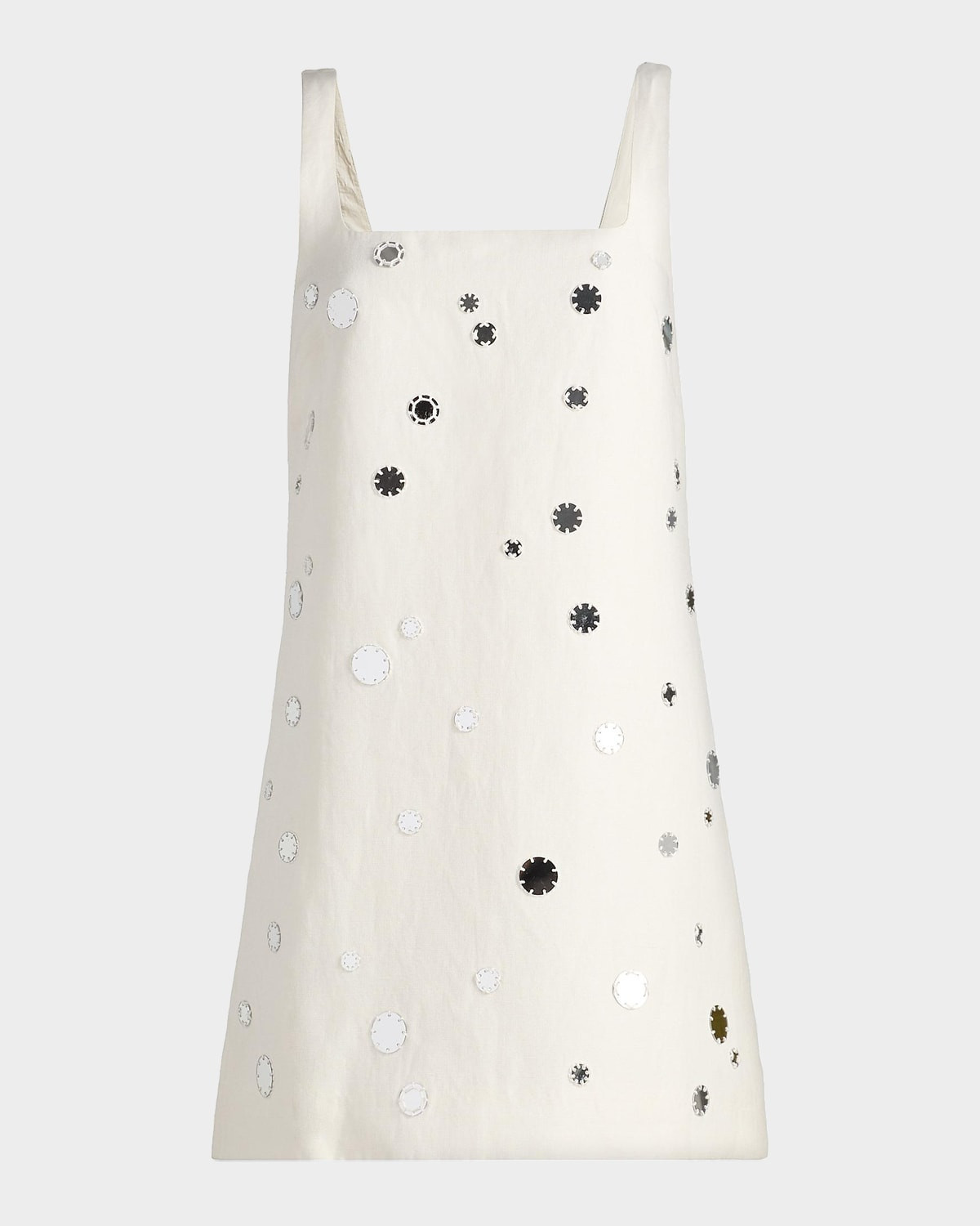 Barton Mirror Embellished Linen-Blend Minidress | Neiman Marcus