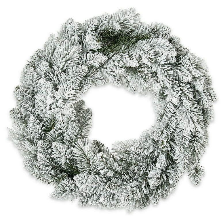 Holiday Time Winter Frost Flocked Un-Lit Wreath, 24" | Walmart (US)