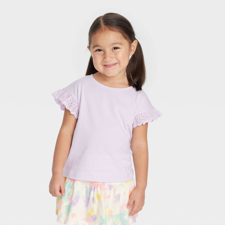 Toddler Girls' Eyelet T-Shirt - Cat & Jack™ Violet | Target