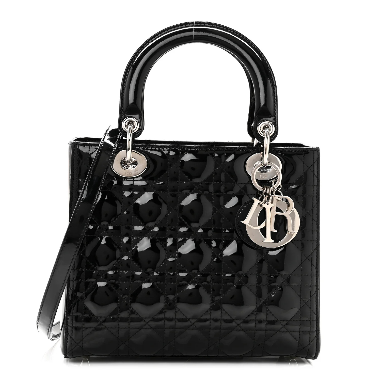 Patent Cannage Medium Lady Dior Black | FASHIONPHILE (US)