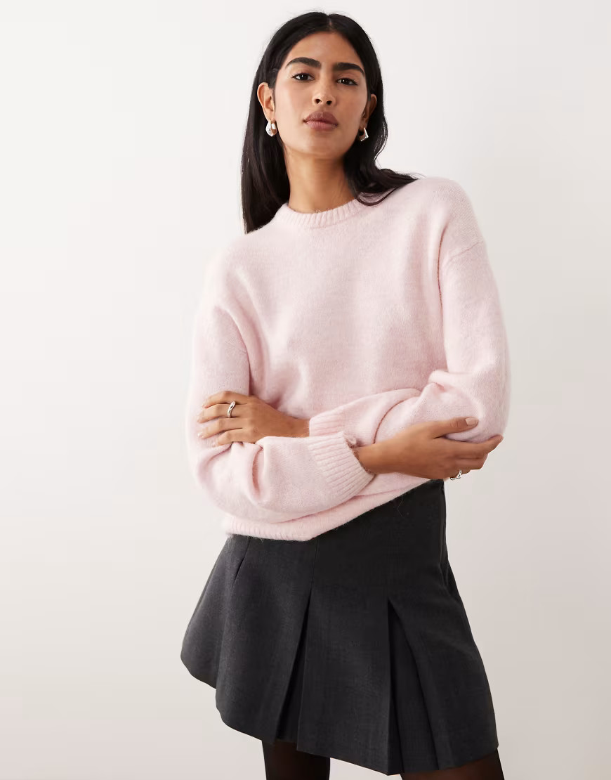 Gina Tricot – Pullover aus Wolle und Alpakawolle in Rosa mit Rundhalsausschnitt | ASOS (Global)