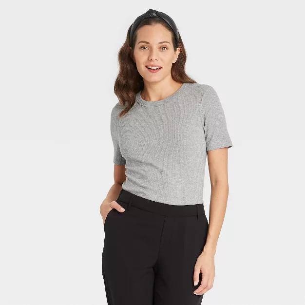 Women's Short Sleeve Ribbed T-Shirt - A New Day™ | Target