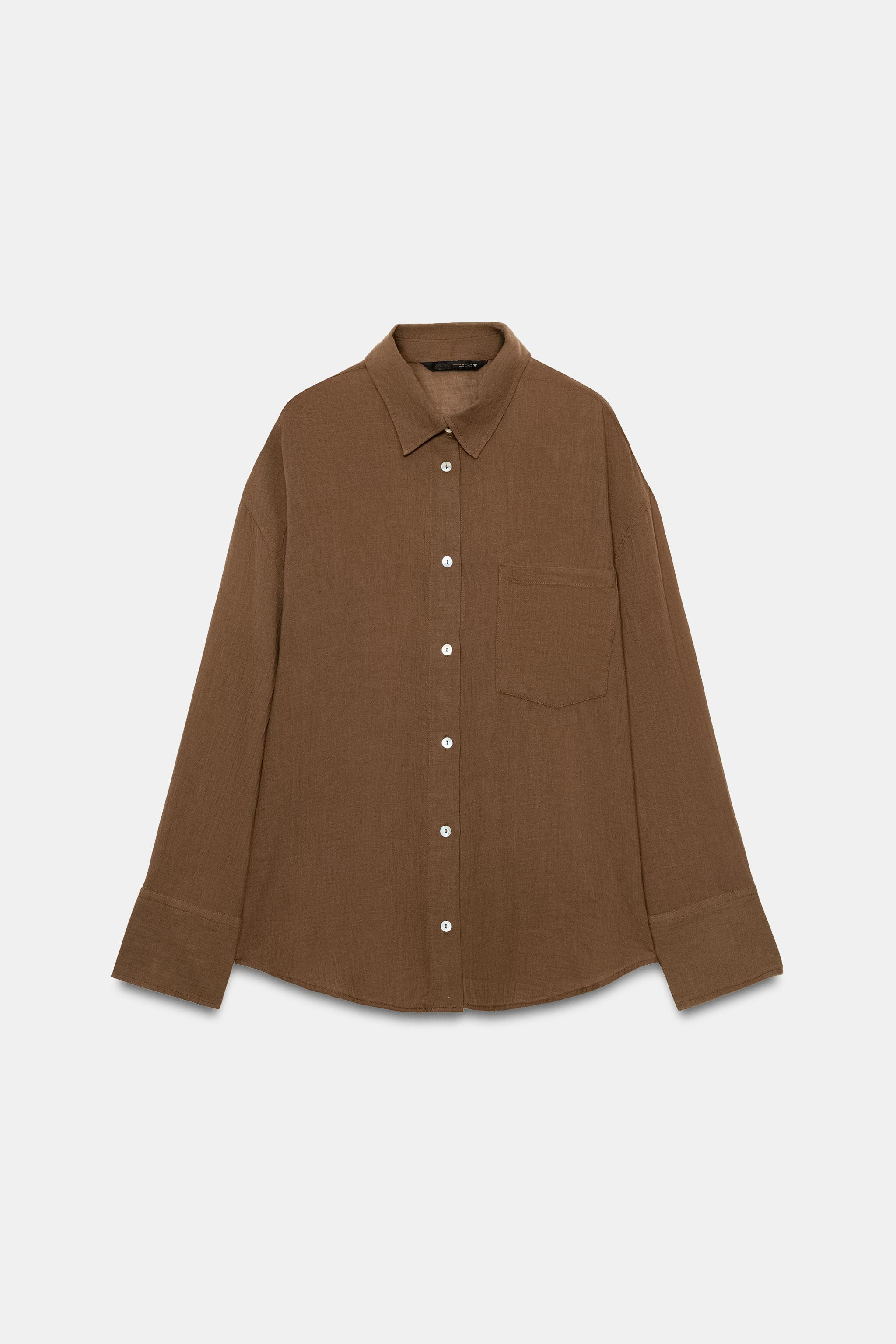 OVERSIZE GAUZE SHIRT WITH POCKET | Zara UK