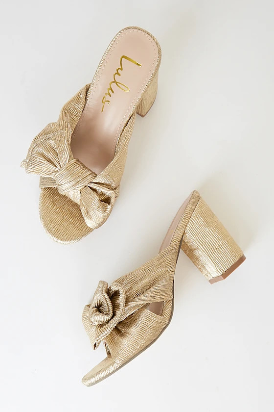Dorothea Gold Knotted High Heel Sandals | Lulus