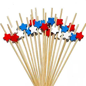 Cocktail Picks,100pcs Red White Blue Star Fancy Toothpicks for Appetizer, Fruit Sticks Food Pick ... | Amazon (US)