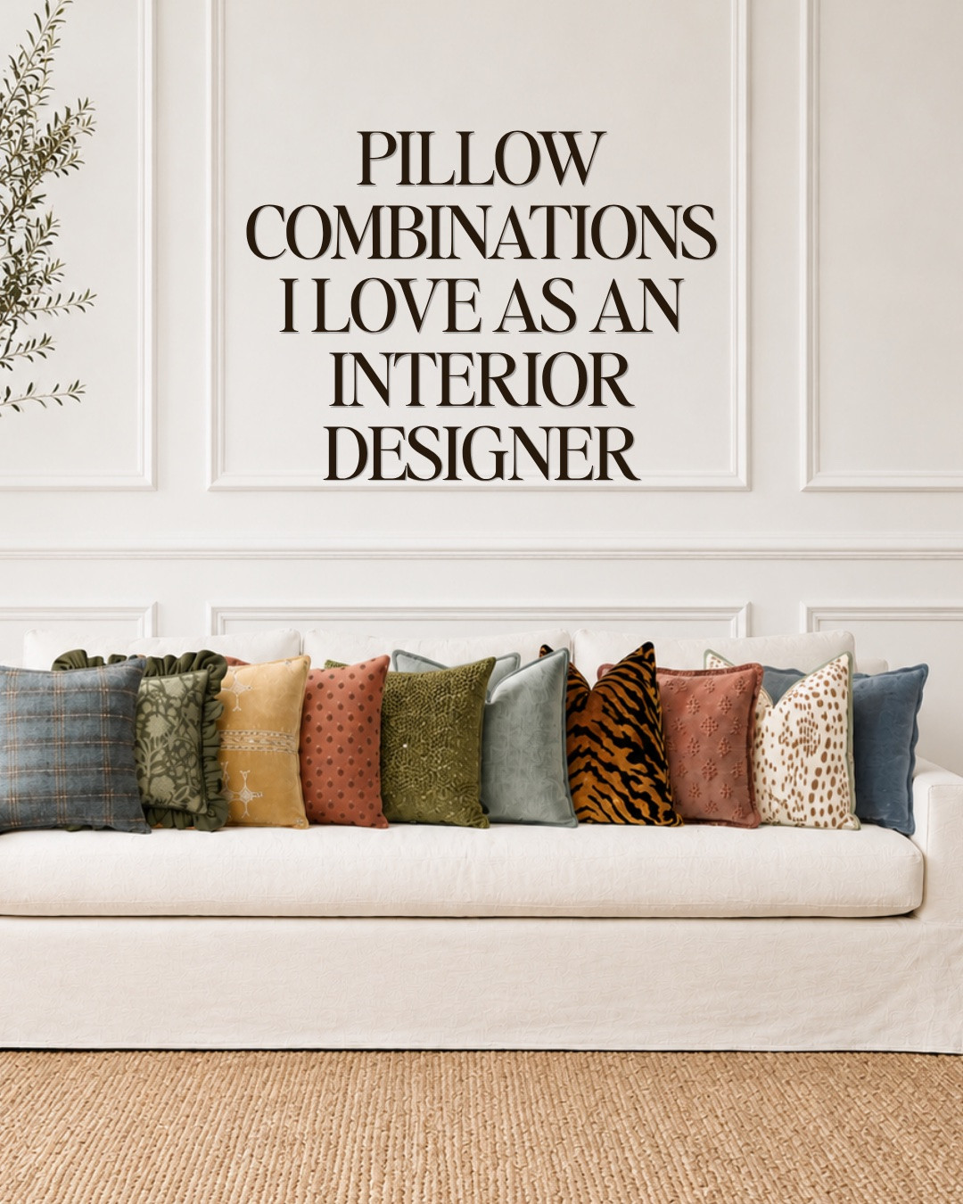 My favorite pillow combos as an interior designer 🤍

If your sofa always feels like it’s missing something… it’s usually not the sofa — it’s the pillows.

My formula: mix a solid + a pattern + texture + one unexpected element (animal print, trim, embroidery, fringe, etc.). And don’t be afraid to combine colors that don’t perfectly match… that’s what makes it feel collected instead of catalog.

A few rules I always follow:
✨ Start with your largest pillow first
✨ Mix scales of pattern
✨ Add contrast in texture
✨ Always give your pillows a good chop 😉

Save this for your next living room refresh 🤍