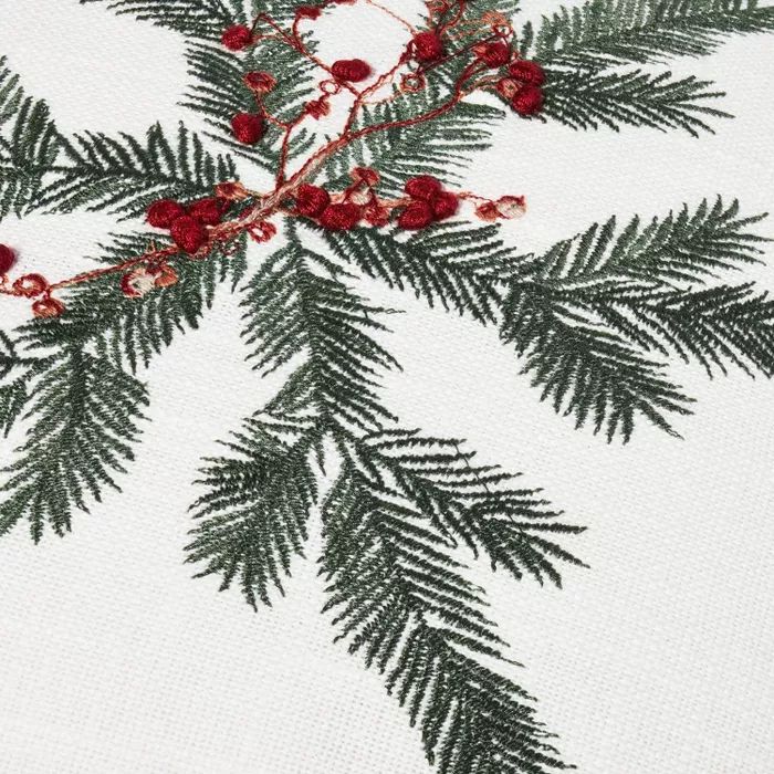 14" x 14" Foliage Snowflake Seasonal Throw Pillow Green/Red - Hearth & Hand™ with Magnolia | Target