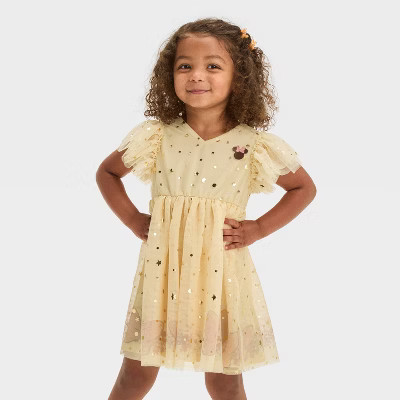 Toddler Girls' Disney Minnie Mouse Embroidered Soft Tulle Dress - Cream | Target
