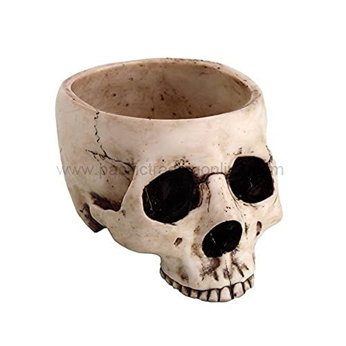 6.75 Inch Ceramic Open Skeleton Skull Figurine Medium Bowl, Beige | Amazon (US)