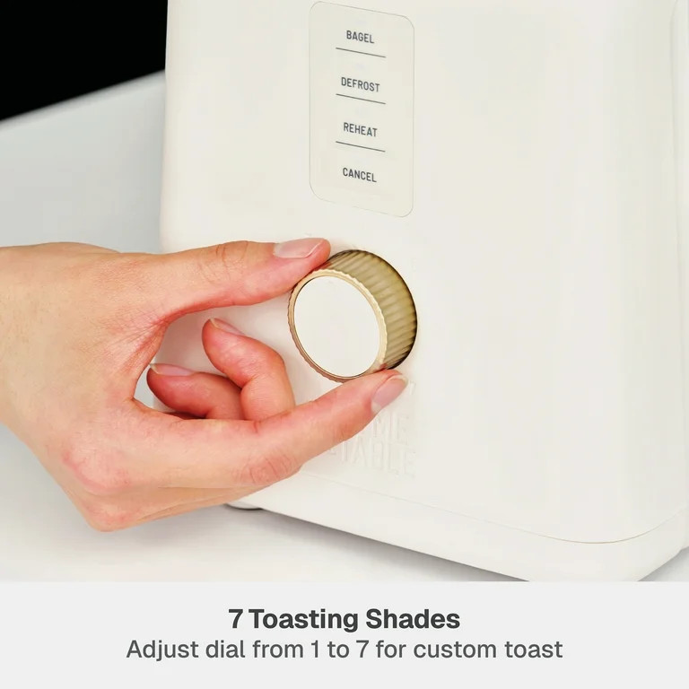 Thyme & Table 2-Slice Toaster, Extra-Wide Slots with Slide-Out Removable Crumb Tray, Sand White | Walmart (US)