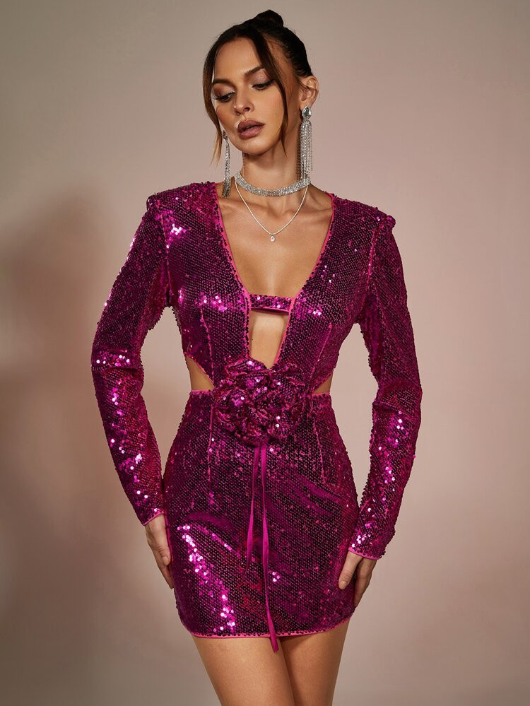 Abito aderente scavato paillettes | SHEIN