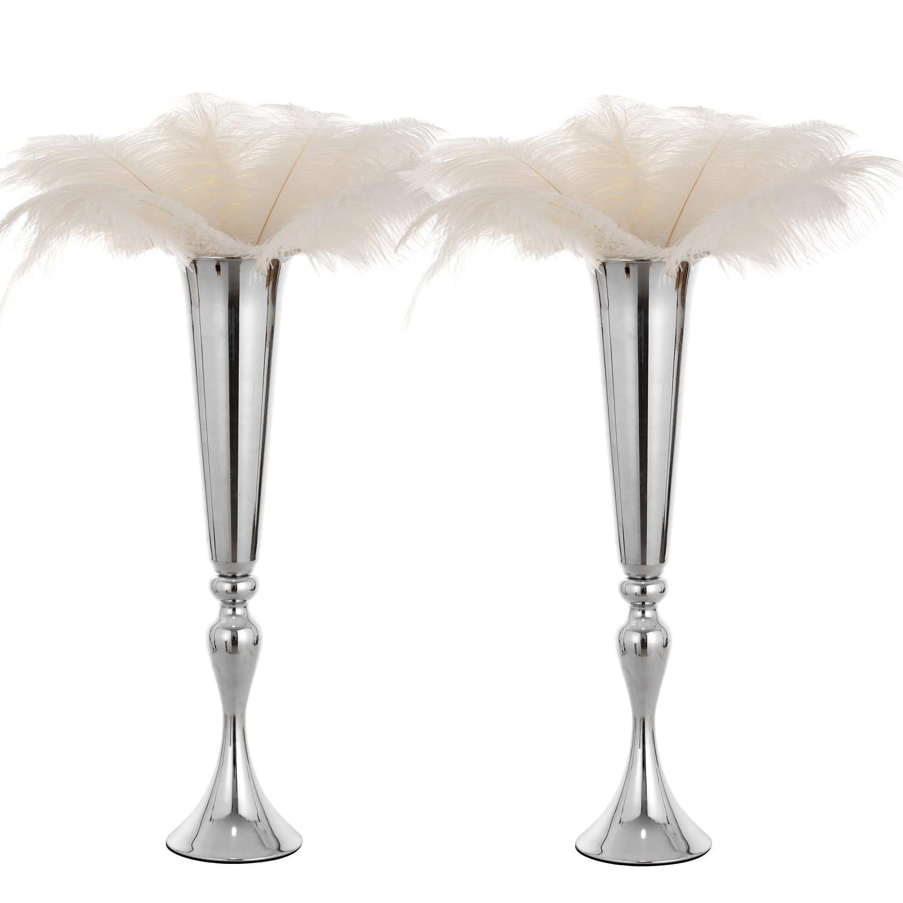 2pcs Trumpet Vases for Centerpieces Wedding Tables, Silver Metal Flower Vase for Table Anniversar... | Amazon (US)