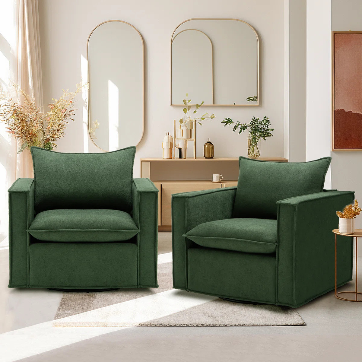 Hendina Upholstered Swivel Armchair (Set of 2) | Wayfair North America