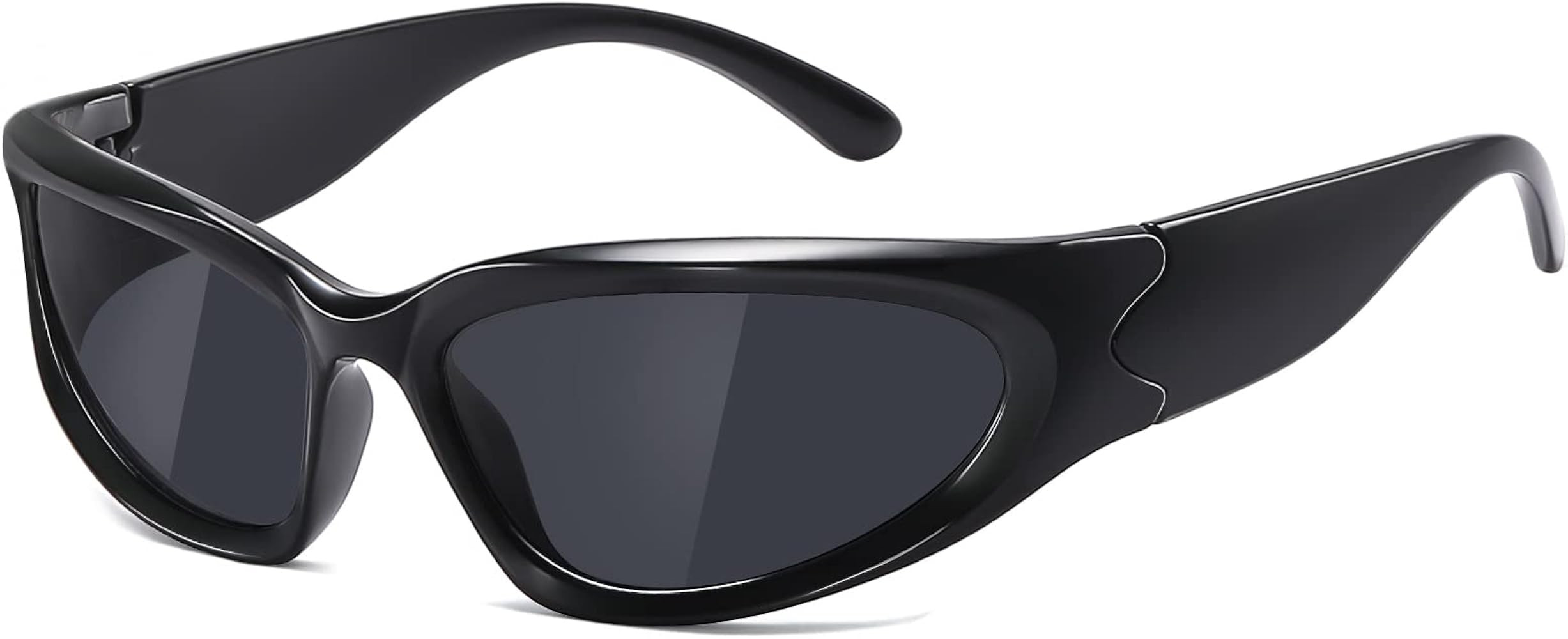 JASPIN Y2K Wrap Around Sunglasses for Women Men Sliver Oval Fashion Trendy Sport Shades UV Protec... | Amazon (US)