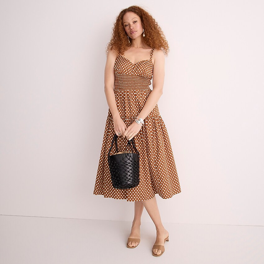 Smocked sweetheart dress in classic dot | J. Crew US