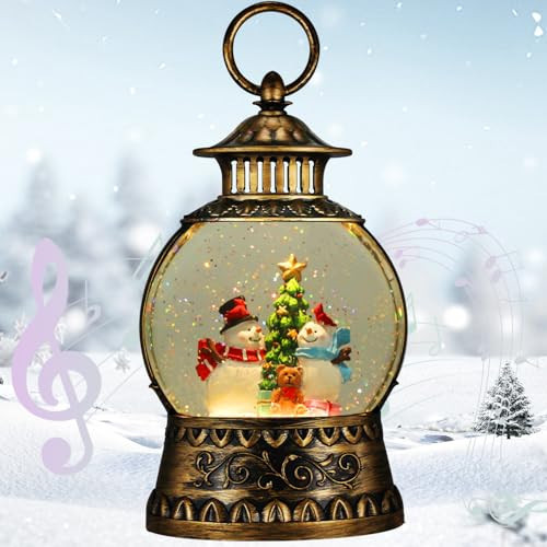 Christmas Snowman Snow Globe, Snowman Musical Snow Globe Lantern Lights with 6H Timer Battery & USB Powered, Retro Style Holiday Glitter Globe for Xmas Home Decoration Holiday Party Gifts | Amazon (US)