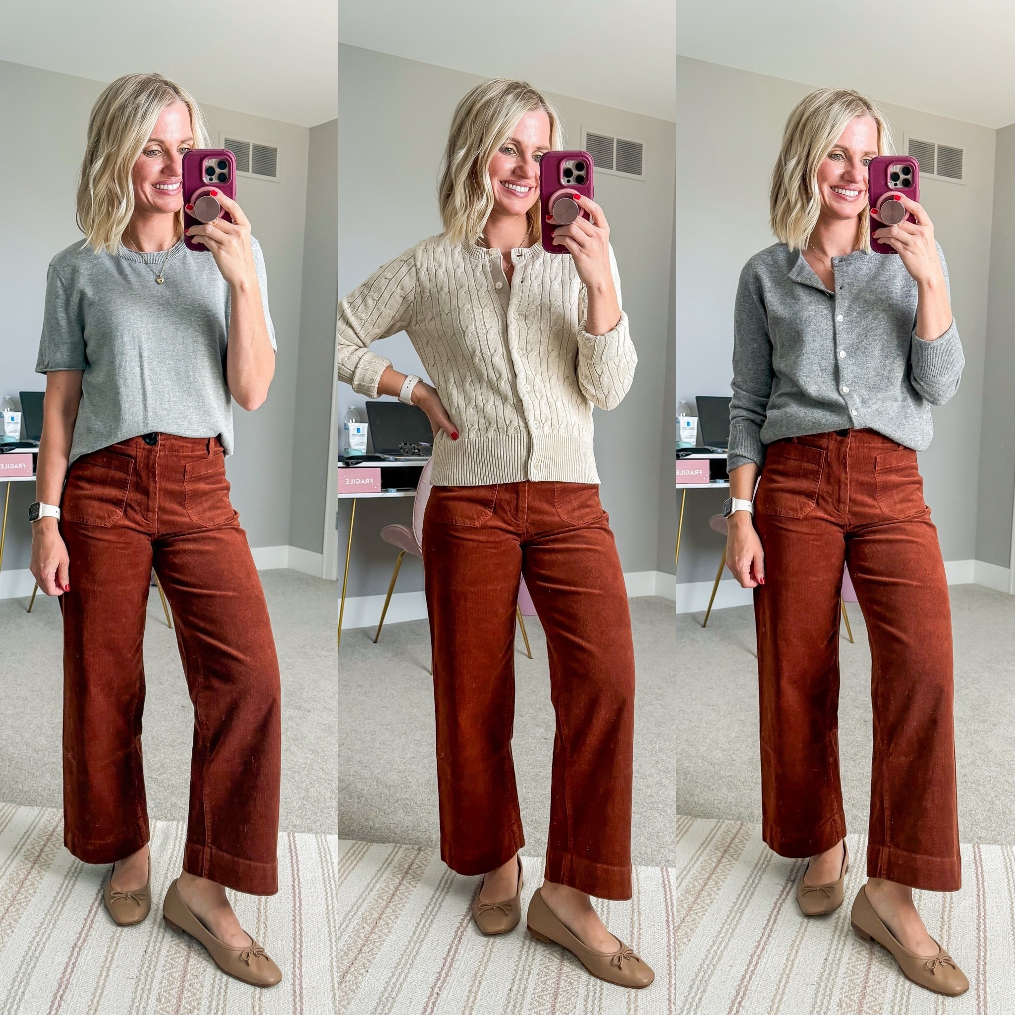 New @Quince finds for fall! 
Lightweight, cotton, cashmere T-shirt- xsmall 
Cable crew cardigan- small 
Cashmere cardigan- small ￼￼
Corduroy pants- 0/short￼￼

#LTKootd #LTKSeasonal #LTKPetite