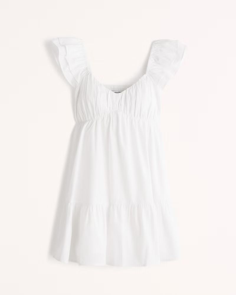 Ruched Flutter Sleeve Mini Dress | Abercrombie & Fitch (UK)