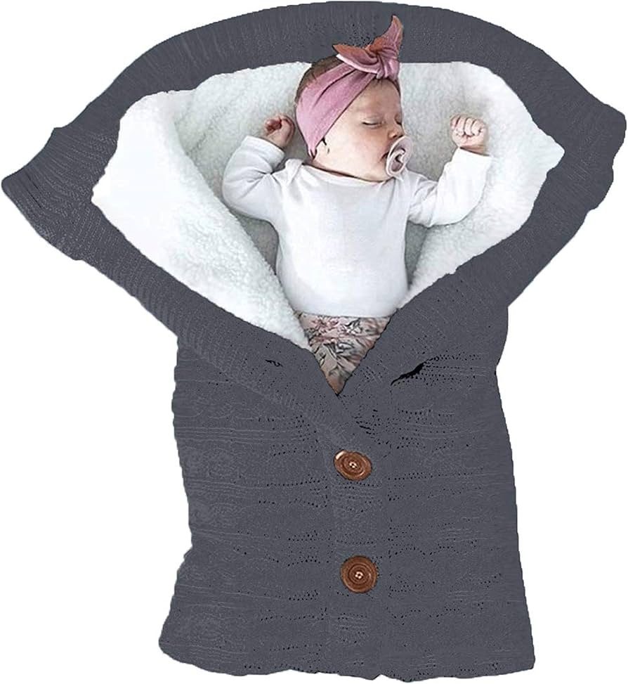 XMWEALTHY Unisex Infant Swaddle Blankets Soft Thick Fleece Knit Baby Girls Boys Stroller Wraps (D... | Amazon (US)