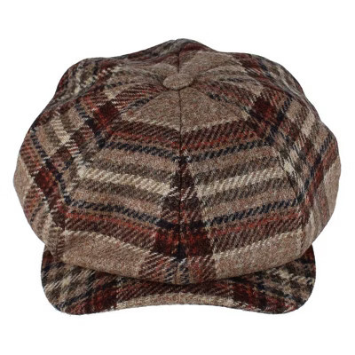 Wigens Men's Tweed Check Melange Classic Newsboy Cap, 60, Beige Melange | Target