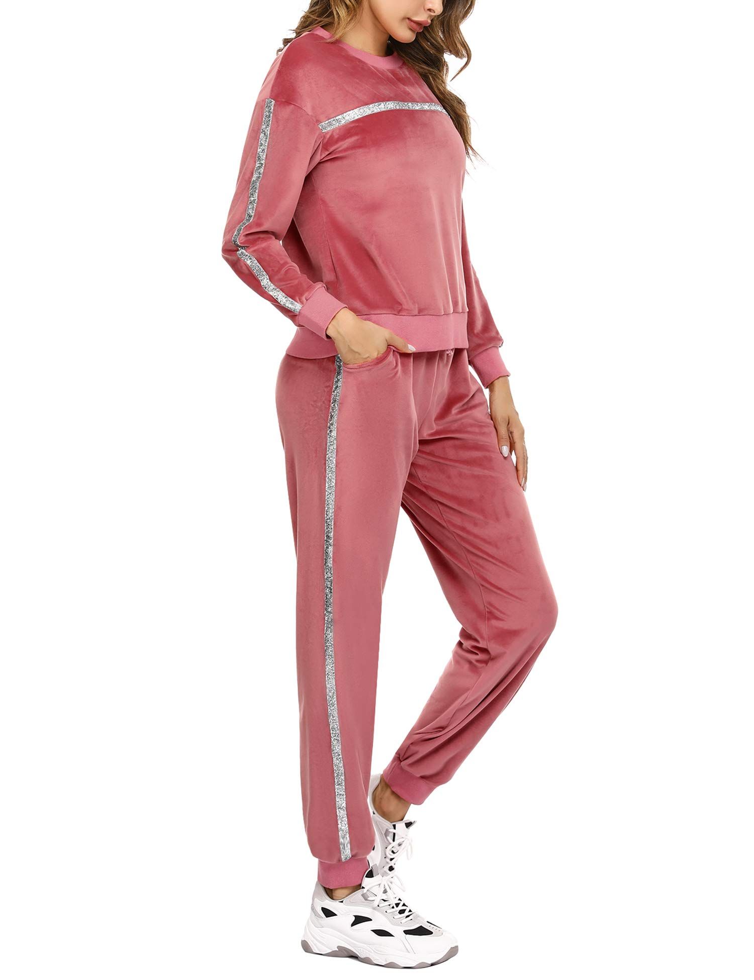 Sykooria Women's Velour Sweatsuits Sets 2 Piece Outfits Tracksuit Long Sleeve Pullover and Sweatp... | Amazon (US)