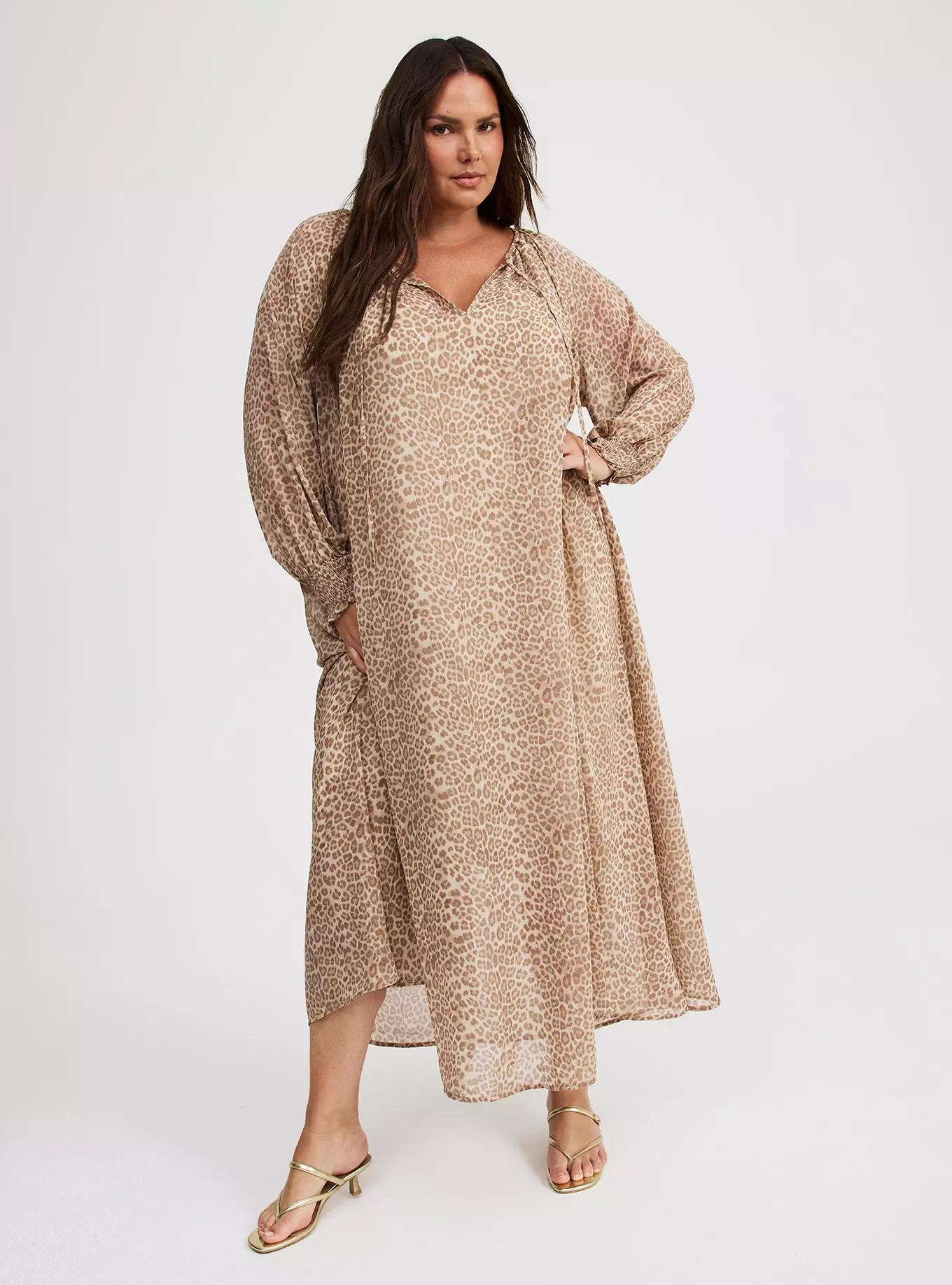 Blouson Sleeve Ruffle Neck Maxi Dress | Torrid (US & Canada)