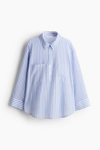 H & M - Pullover Muslin Shirt - Blue | H&M (US + CA)