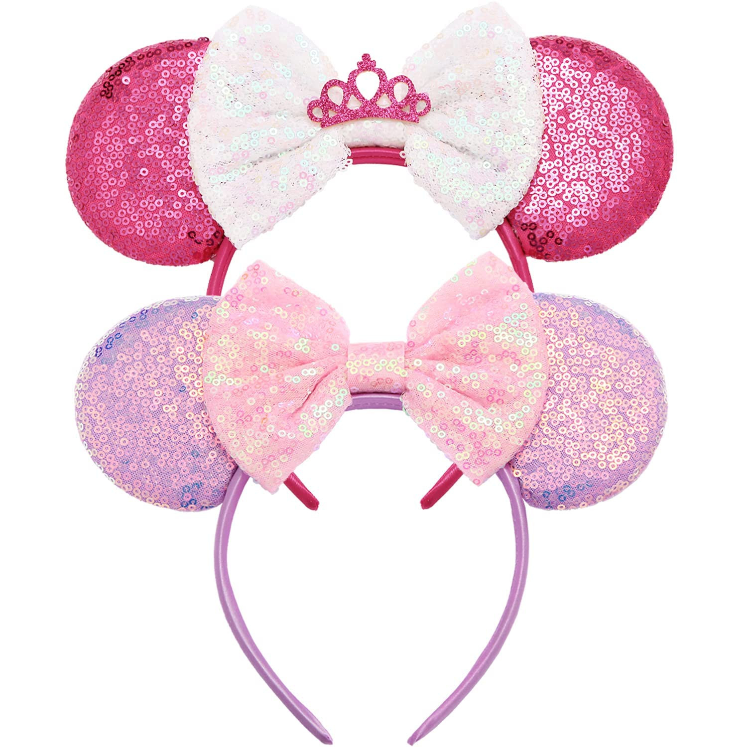 Hairband, 2 pcs Classic Mouse Ears Bow Headbands for Kids Girls Women, Glitter Party Princess Dec... | Amazon (US)