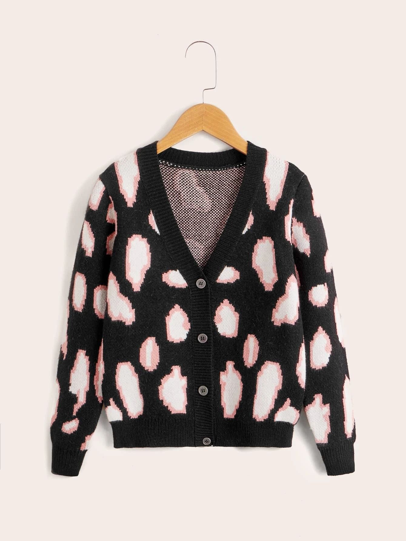 Girls All Over Print Button Up Cardigan | SHEIN