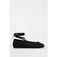 Zara - Lace-Up Ballet Flats In Black - 5 - Woman | Zara UK