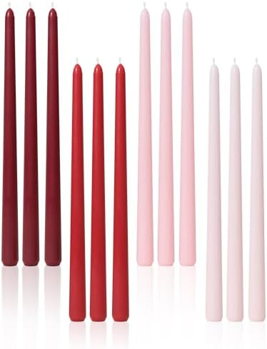 Viyffo Taper Candles, 12 Inch, 12 Pack, Red Ombre – Unscented, Smokeless Design, Up to 8-Hour B... | Amazon (US)