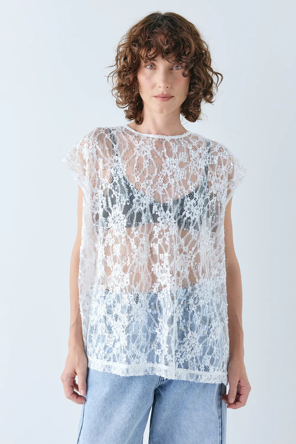 Devyn Sequin Top White | VRG Grl