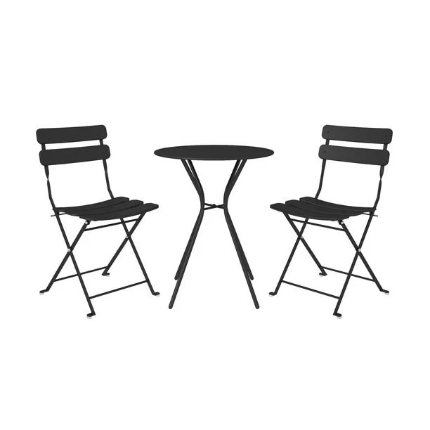 COSCO Outdoor Living, 3 Piece Bistro Set with 2 Folding Chairs, Black | Walmart (US)