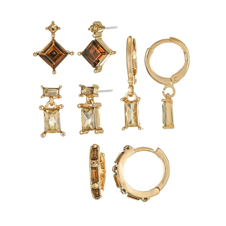 Time and Tru Goldtone Birthstone Earring Collection, November, Brown, 4 Pairs | Walmart (US)