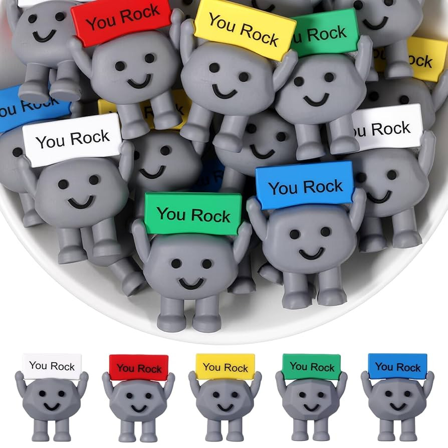Gejoy 25 Pcs Mini Rubber You Rock Toys Positive Gifts You Rock Mini Figurines Decorations and Enc... | Amazon (US)