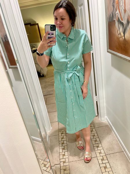 Affordable shirtdress for spring and summer that’s great for errands, Church or the office 
Size up, but length is very flattering for my 5’3 frame 
Has an elastic waist and the tie hides it, but is removable. Functioning buttons! 


#LTKsalealert #LTKfindsunder100 #LTKworkwear