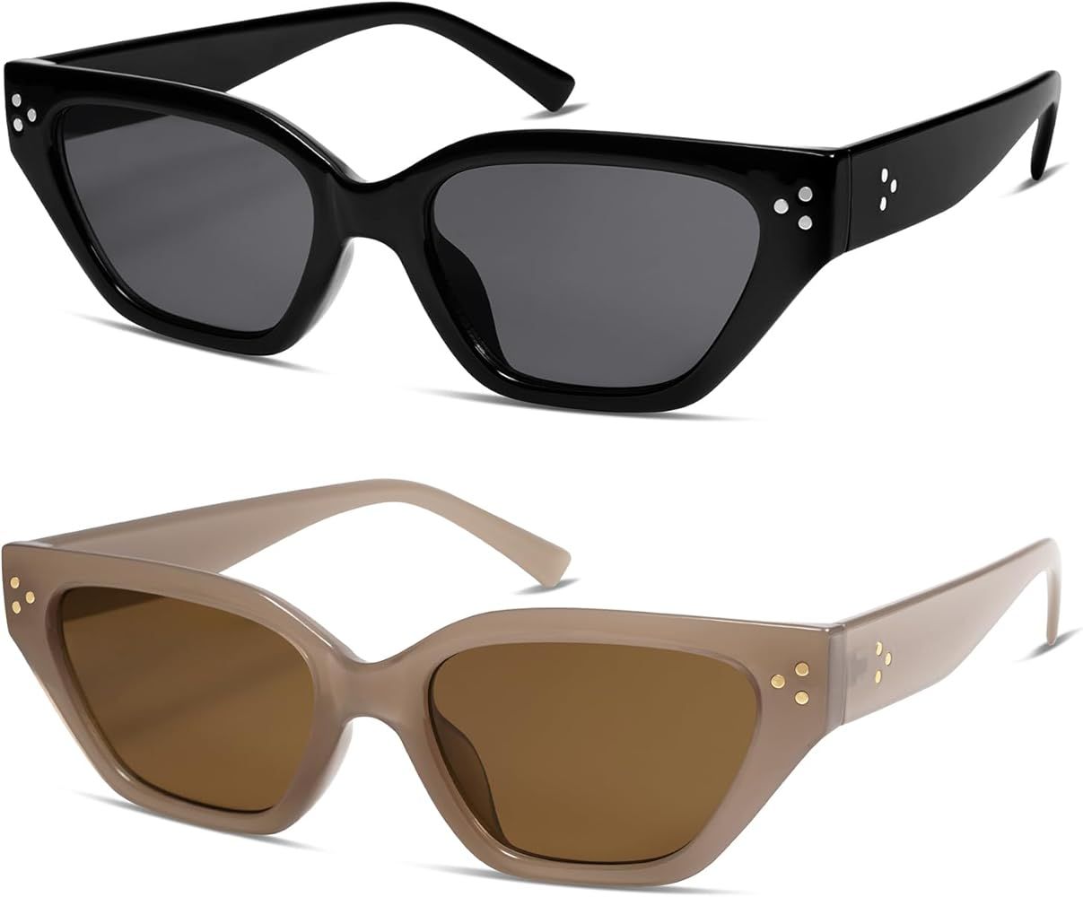 Allarallvr Rectangle Thin Sunglasses for Women 90s Retro Trendy Y2K Aesthetic Vintage Square Smal... | Amazon (US)