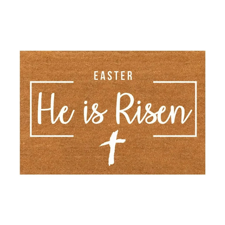 Easter Door Mat, Easter Rugs - Dienrx He Is Risen Easter Welcome Doormat, Non-Slip Polyester Fron... | Walmart (US)