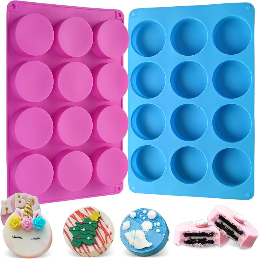 Sakolla 2 PCS Round Chocolate Cookie Molds, Cylinder Silicone Mold, Perfect for Chocolate Covered... | Amazon (US)