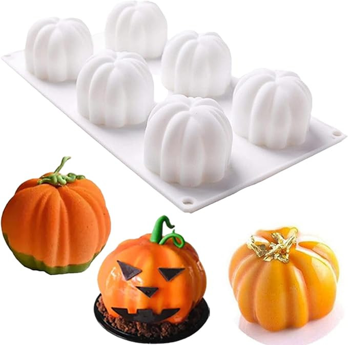 3D Pumpkin Silicone Mold 6 Cavities Cupcake Baking Pan Mousse Tray Molds Cake Decoration Fondant ... | Amazon (US)
